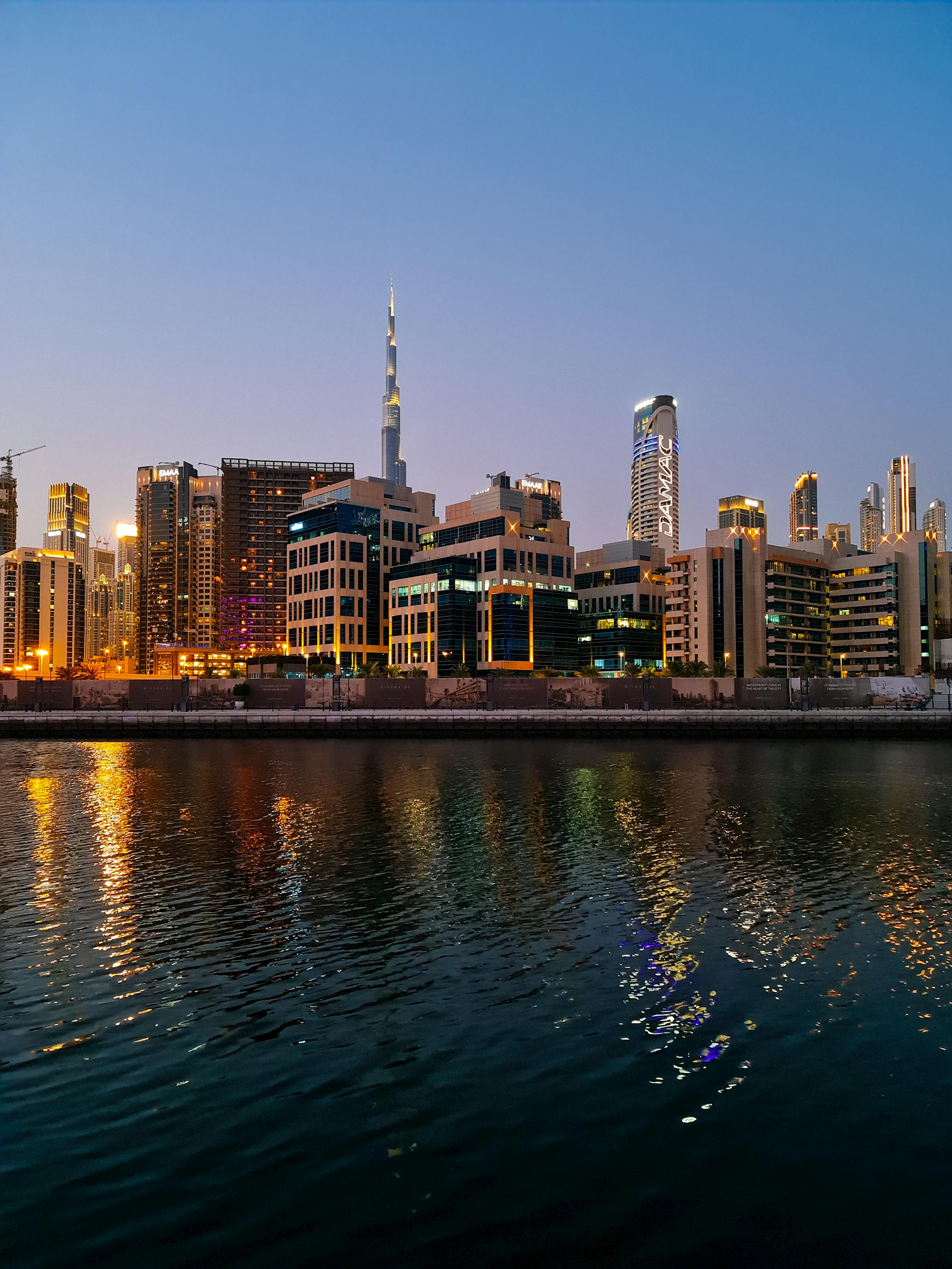 Dubai skyline with Burj Khalifa at twilight