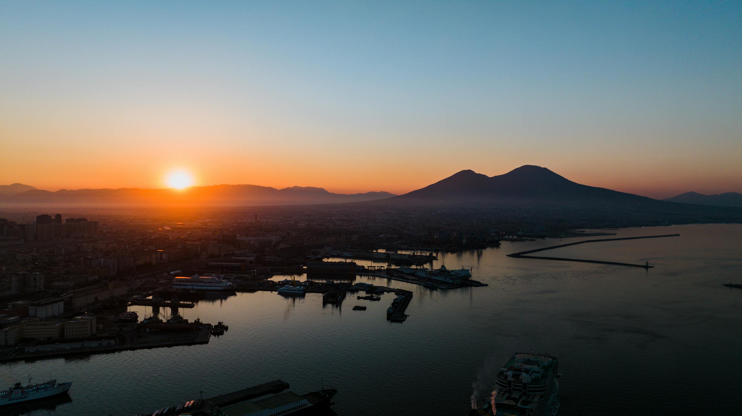 Bay of Naples with Vesuvius at dusk