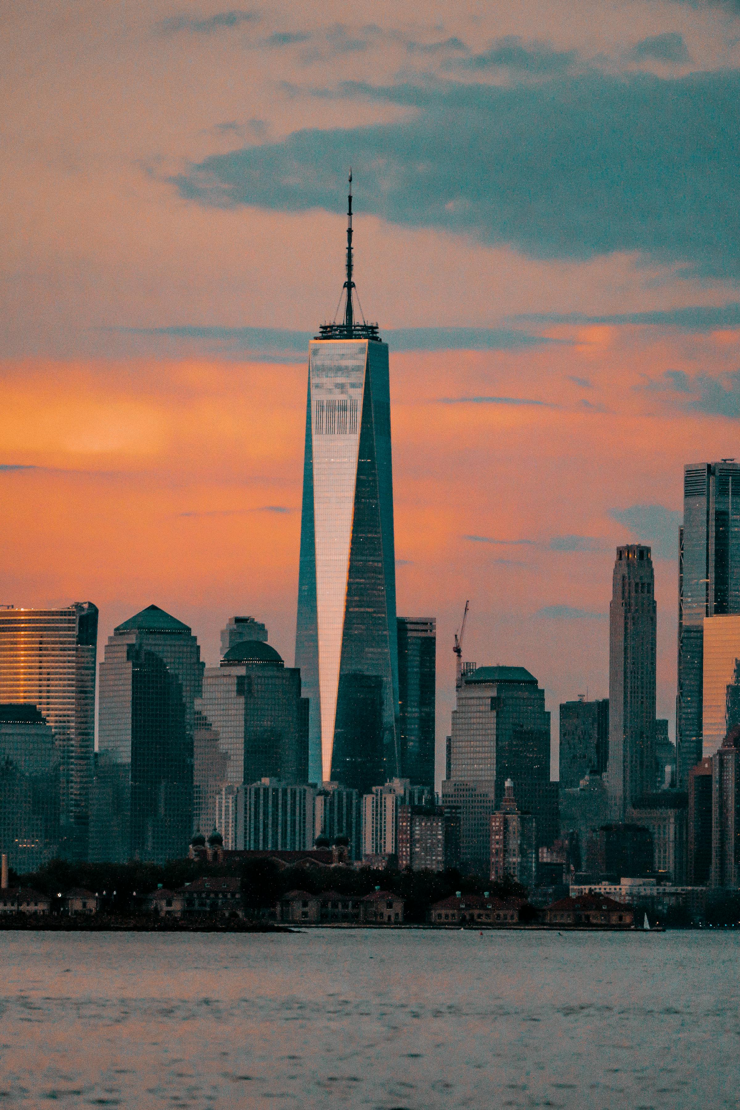 Manhattan skyline at dusk seen from across the East River